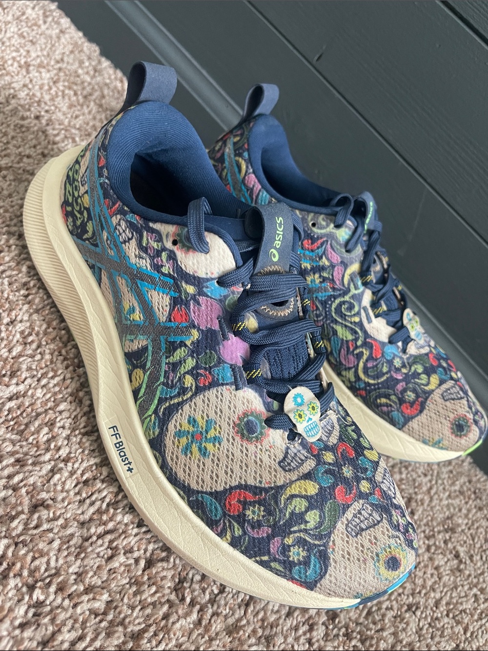 ASICS Navy Multicolor Floral Sugar Skull Running Shoes